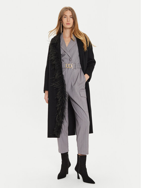 TWINSET TWINSET Vuneni kaput 242TP2065 Crna Regular Fit