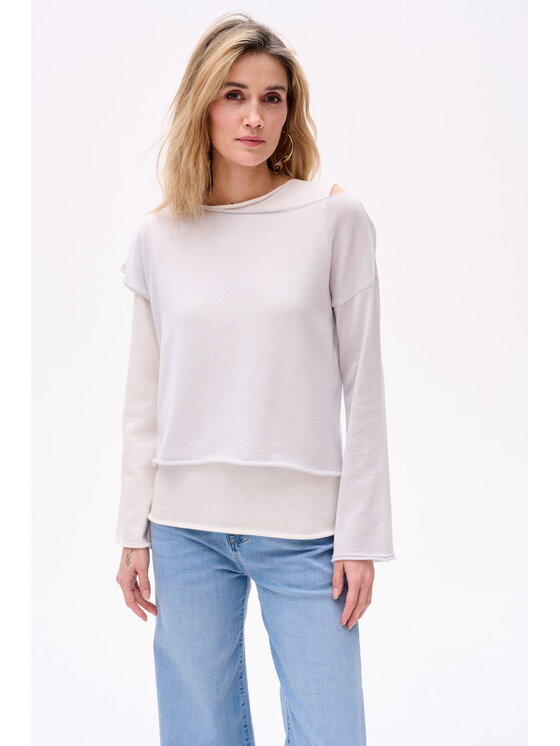 blue shadow blue shadow Sweter Two In One Szary Regular Fit