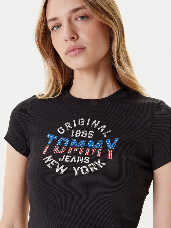 Tommy Jeans Tommy Jeans T-shirt DW0DW21421 Crna Slim Fit