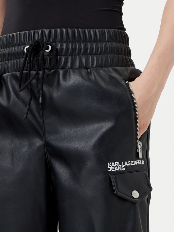 Karl Lagerfeld Jeans Karl Lagerfeld Jeans Hlače od imitacije kože A1W10059 Crna Regular Fit