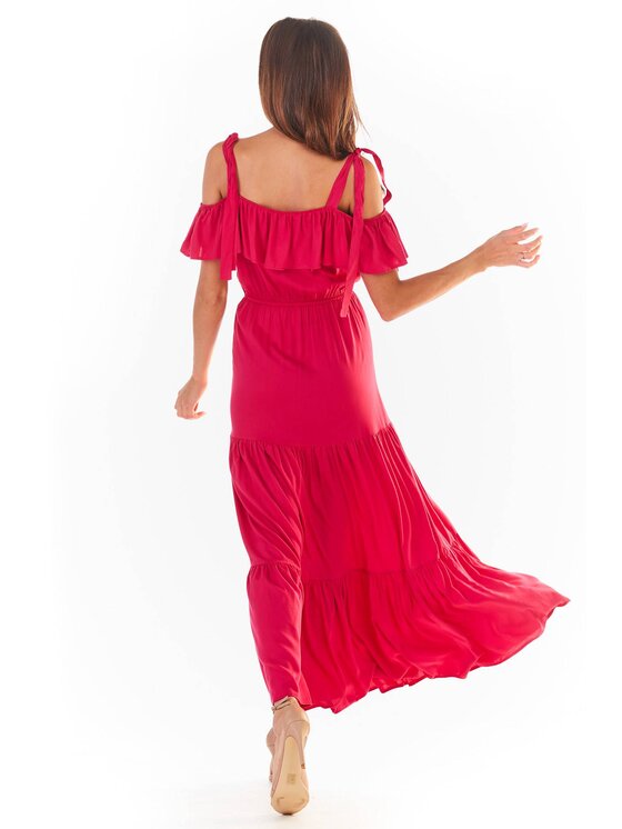 Awama Awama Sukienka letnia A358 Fioletowy Basic Fit
