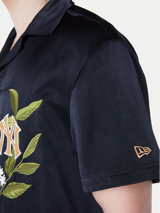 New Era New Era Košeľa New York Yankees Floral Revere 60596374 Čierna Regular Fit