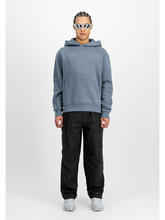 Alpha Industries Alpha Industries Bluza World Logo Backprint Hoodie Błękitny Loose Fit