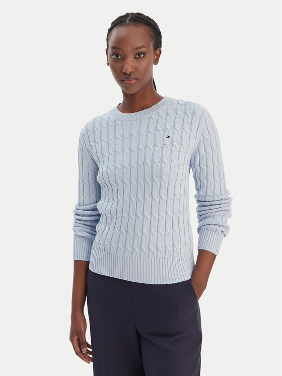 Tommy Hilfiger Tommy Hilfiger Pulover WW0WW47644 Albastru celest Regular Fit