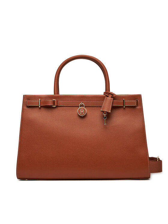 Tommy Hilfiger Tommy Hilfiger Handtasche American Icon Tote Leather AW0AW17185 Braun