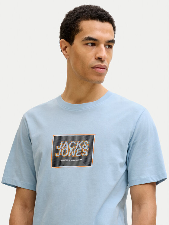 Jack & Jones Jack & Jones Tricou Jjrain Tee Ss Crew Neck 12288097 Albastru celest Regular Fit