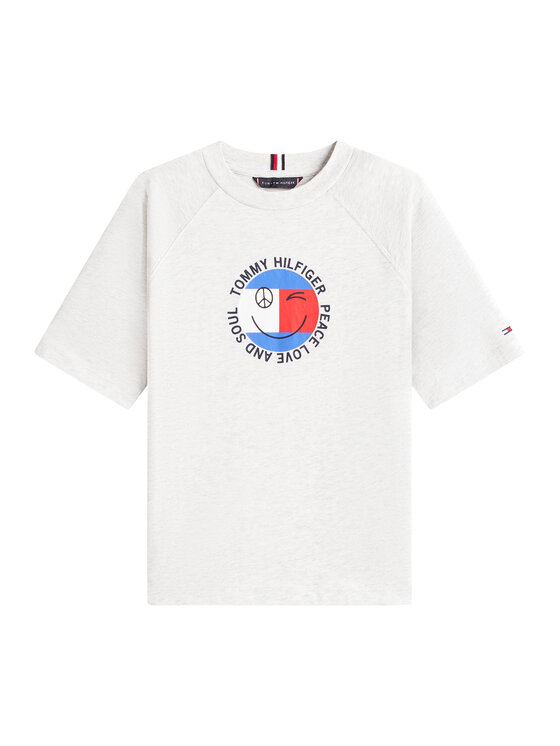 Tommy Hilfiger Tommy Hilfiger T-krekls Smiley Flag KB0KB10269 Pelēks Regular Fit