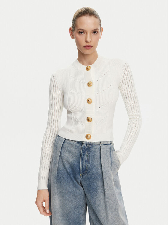 Balmain Balmain Kardigán DF1KL190KF24 Fehér Regular Fit