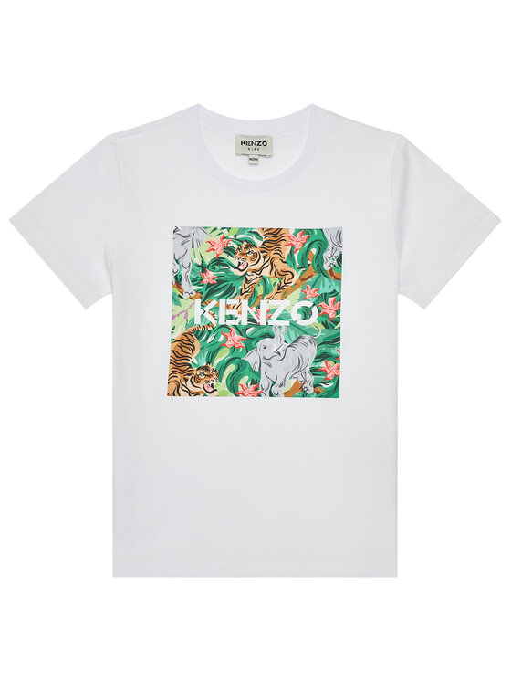 Kenzo Kids T shirt K15087 S Blanc Regular Fit Modivo