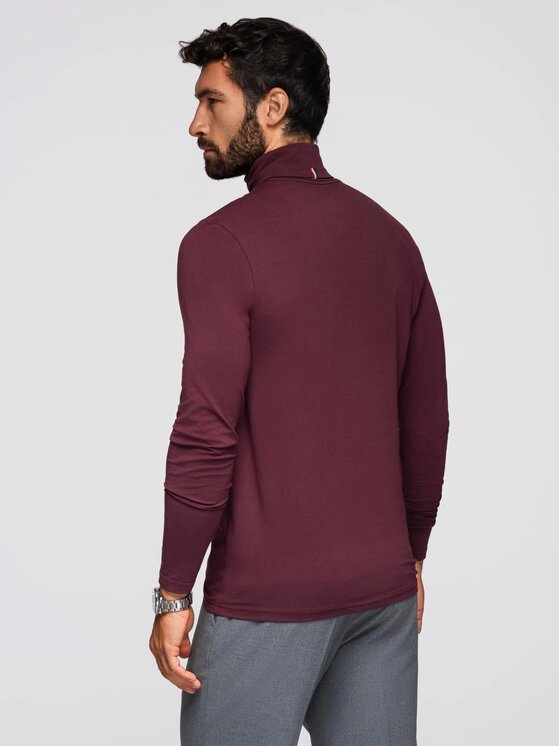 Ombre Ombre Longsleeve OM-LSCL-0130 Bordowy Slim Fit