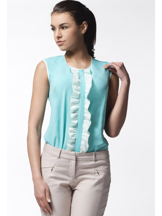 Awama Awama Bluzka A024 Niebieski Basic Fit