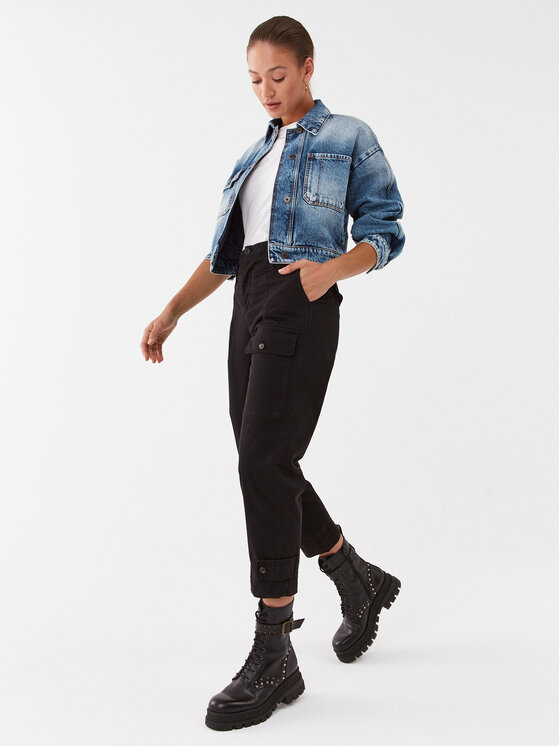 PINKO Pinko Medžiaginės kelnės Globo 102042 A15L Juoda Regular Fit