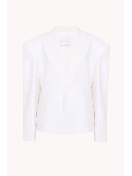 Epuzer Epuzer Marynarka Sequin blazer Biały Standard Fit