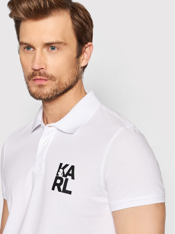 KARL LAGERFELD KARL LAGERFELD Polo KL22MPL01 Biały Regular Fit