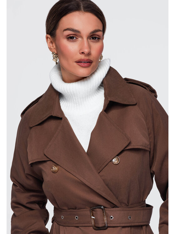 Ombre Ombre Płaszcz przejściowy OW-COLC-0121 Brązowy Regular Fit