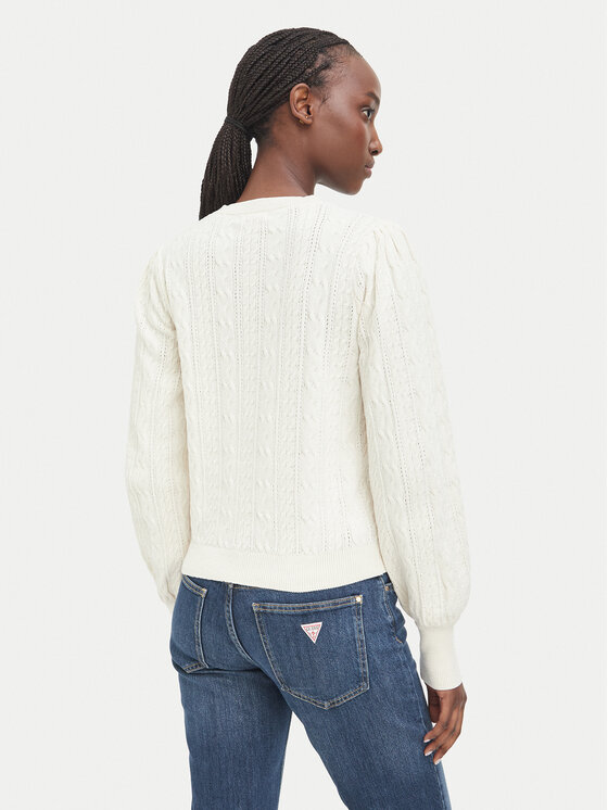 Guess Guess Sweter W6BR44 Z1441 Kremowy Regular Fit