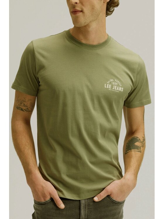 Lee Lee T-shirt SMALL LOGO TEE Verde Regular Fit