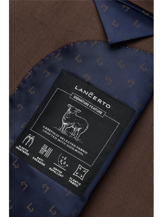 Lancerto Lancerto Garnitur Linares GA073126000016 Brązowy Slim Fit