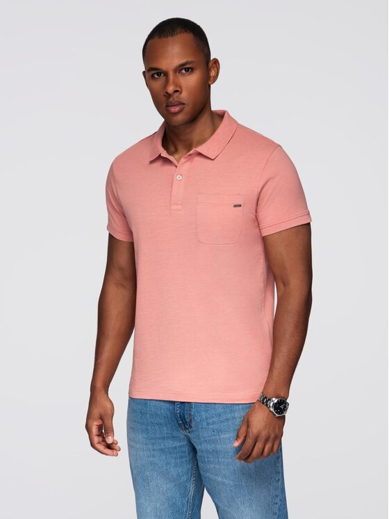 Ombre Ombre Polo OM-POWS-0142 Różowy Regular Fit