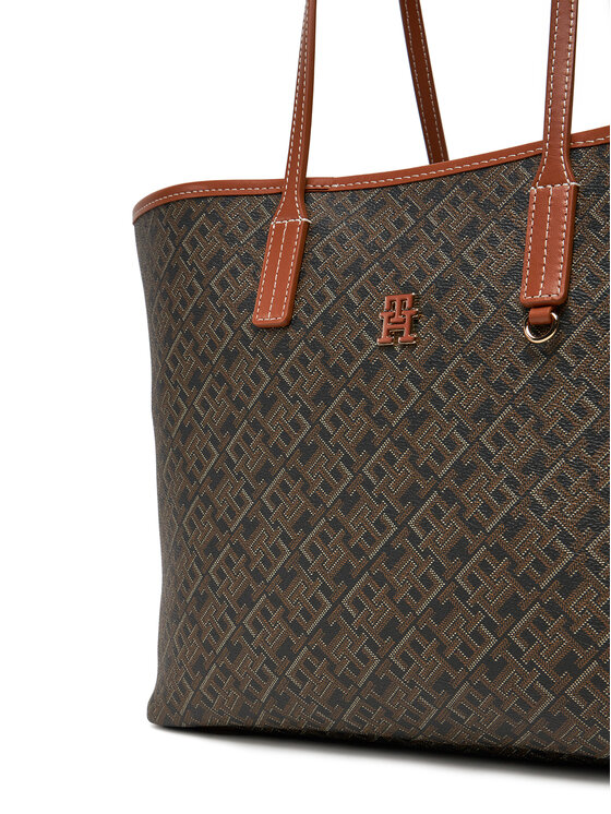 Tommy Hilfiger Tommy Hilfiger Borsetta Th Monoplay Leather Tote AW0AW17416 Nero