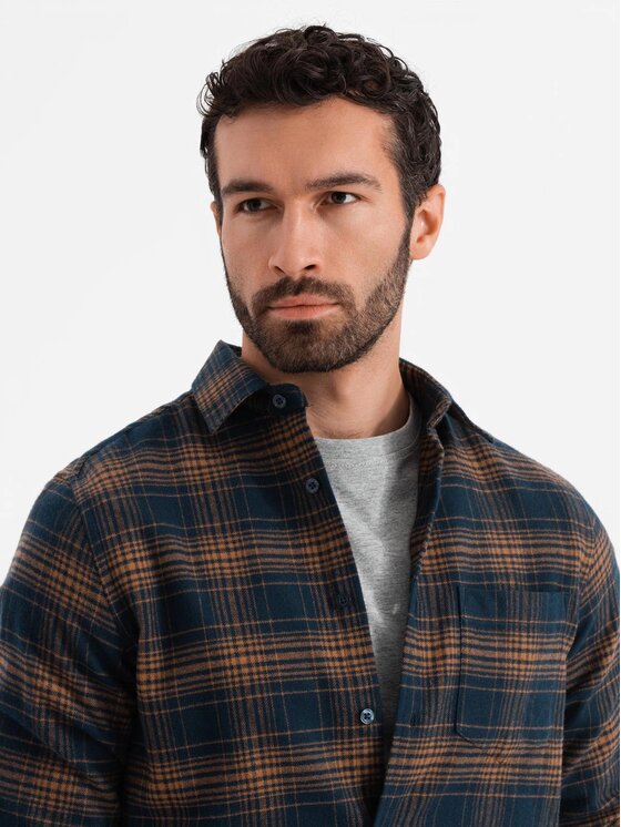 Ombre Ombre Košile OM-SHCS-0150 Oranžová Regular Fit