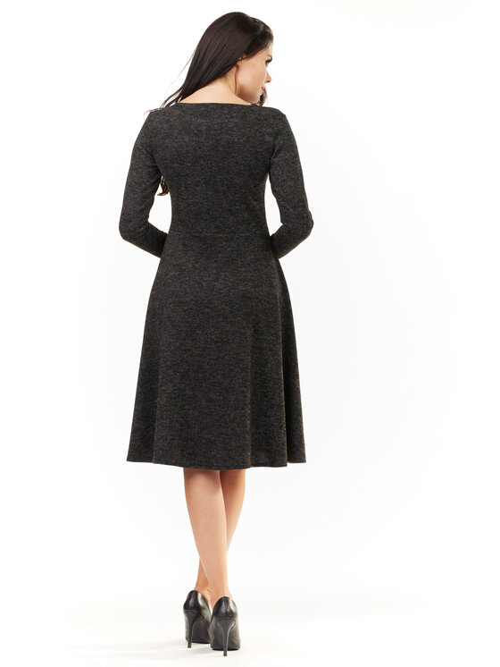 Awama Awama Sukienka dzianinowa A210 Szary Basic Fit
