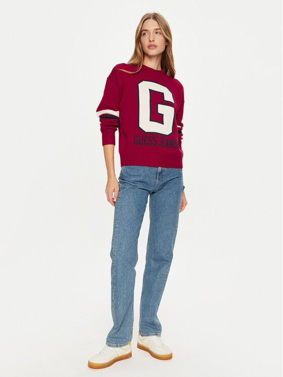 Guess Jeans Guess Jeans Pulover W4BR11 Z3HN2 Rdeča Regular Fit