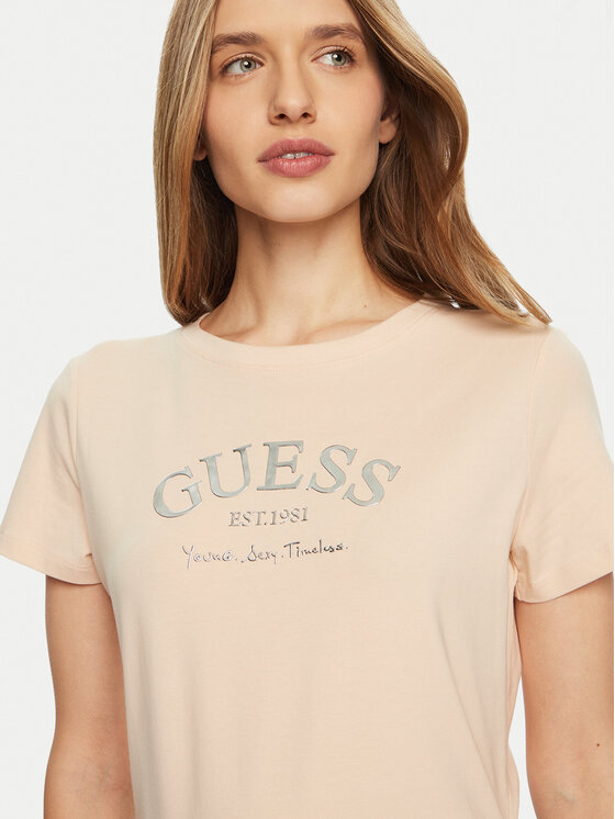 Guess Guess T-Shirt V5RI16 J1314 Beżowy Regular Fit