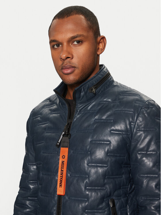 Milestone Milestone Шкіряна куртка Aversa 99101960080 Cиній Regular Fit