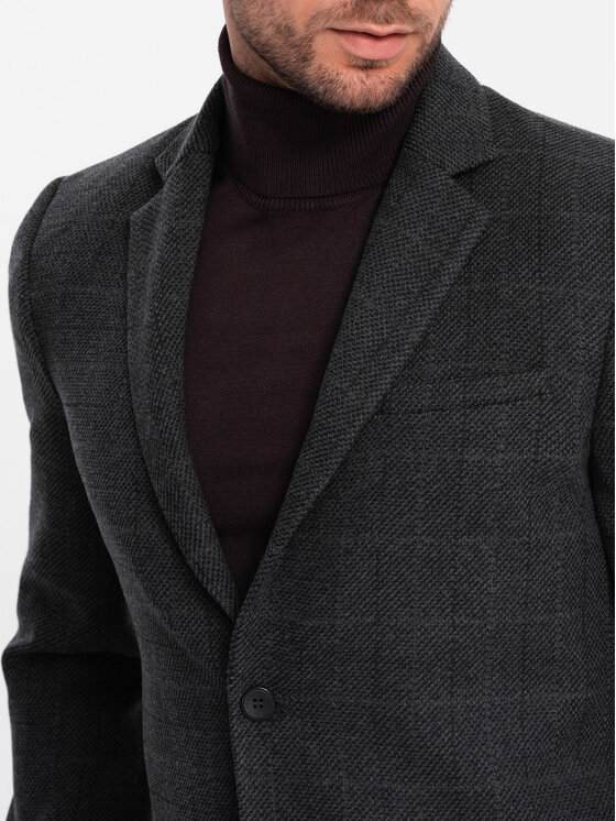 Ombre Ombre Marynarka OM-BLZB-0119 Czarny Regular Fit