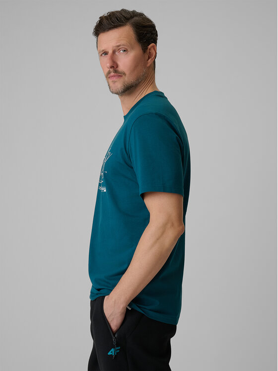 4F 4F T-Shirt COMMERCIAL 12 Turkusowy Regular Fit