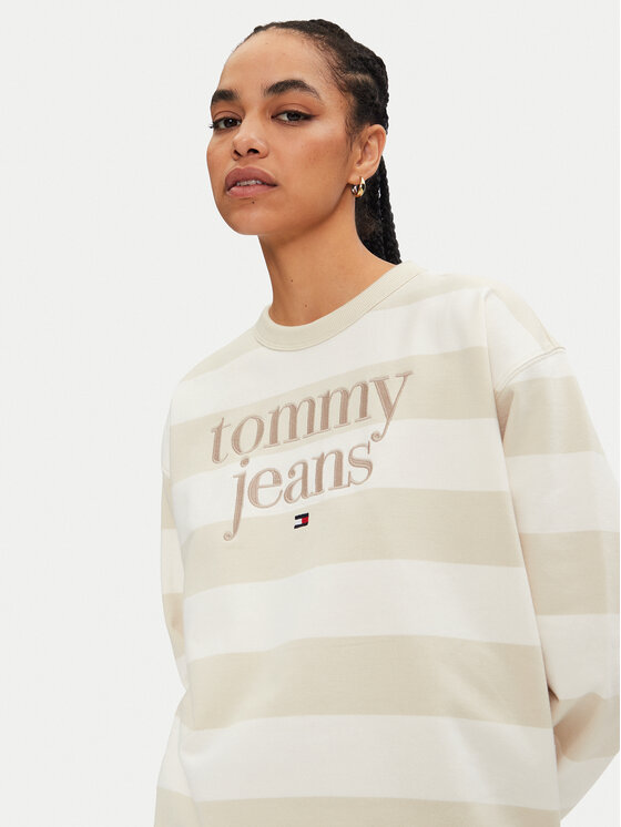 Tommy Jeans Tommy Jeans Bluza Ess Logo DW0DW19041 Beżowy Relaxed Fit