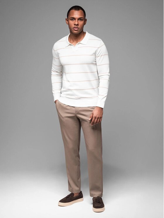 Ombre Ombre Longsleeve OM-POLS-0146 Biały Regular Fit