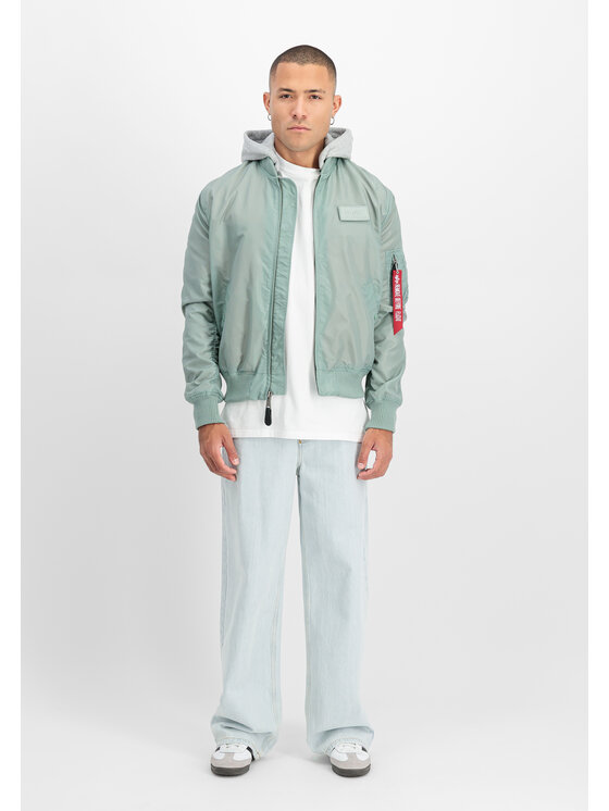 Alpha Industries Alpha Industries Kurtka bomber MA-1 TT Hood Light Bomber Jacket Zielony Slim Fit