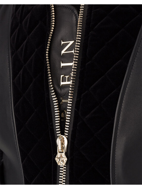 PHILIPP PLEIN PHILIPP PLEIN Kožená bunda 30798 Čierna Regular Fit