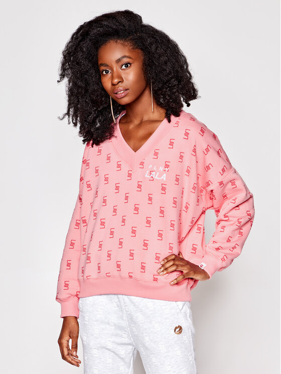 PLNY LALA PLNY LALA Pulóver Monogram 00008 Rózsaszín Baseball Fit