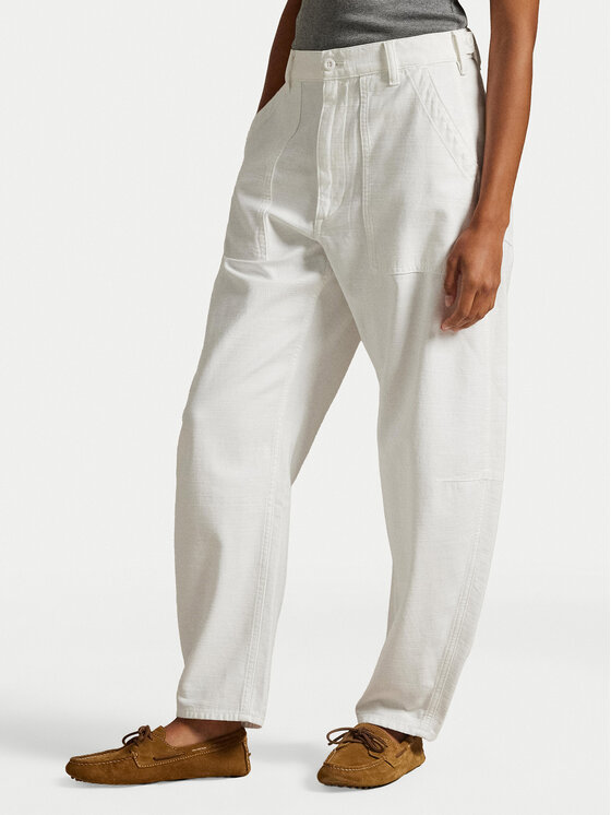 Polo Ralph Lauren Polo Ralph Lauren Medžiaginės kelnės 211A93147001 Balta Relaxed Fit