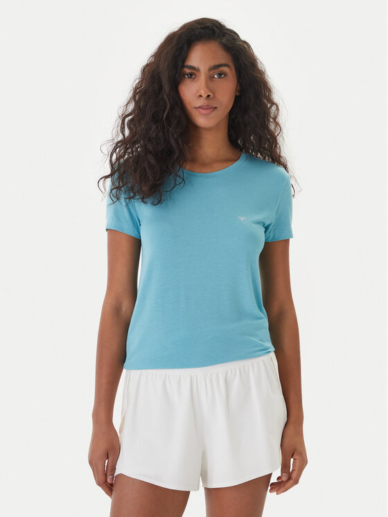 Emporio Armani Tricou EW000408 AF19024 U9163 Turcoaz Regular Fit