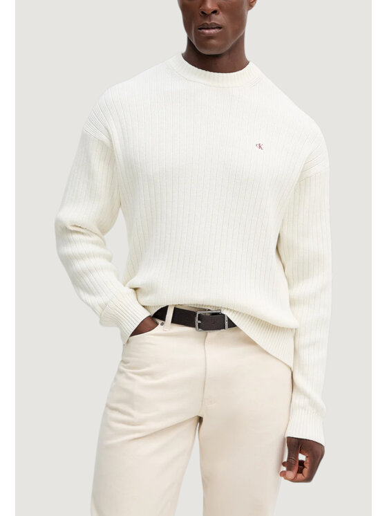 Calvin Klein Jeans Calvin Klein Jeans Maglione LS VERTICAL TEXTURE Bianco Casual Fit