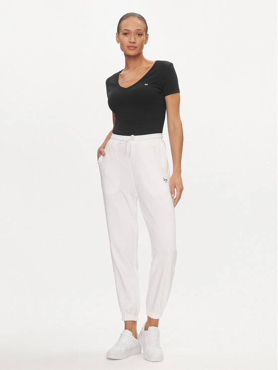 Tommy Jeans Tommy Jeans Pantaloni da tuta Script DW0DW17771 Bianco Relaxed Fit