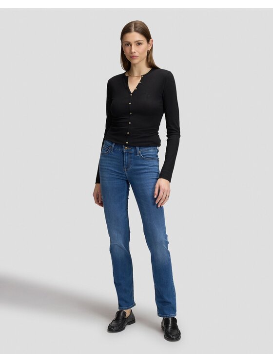 Lee Lee T-Shirt LS HENLEY Czarny Slim Fit