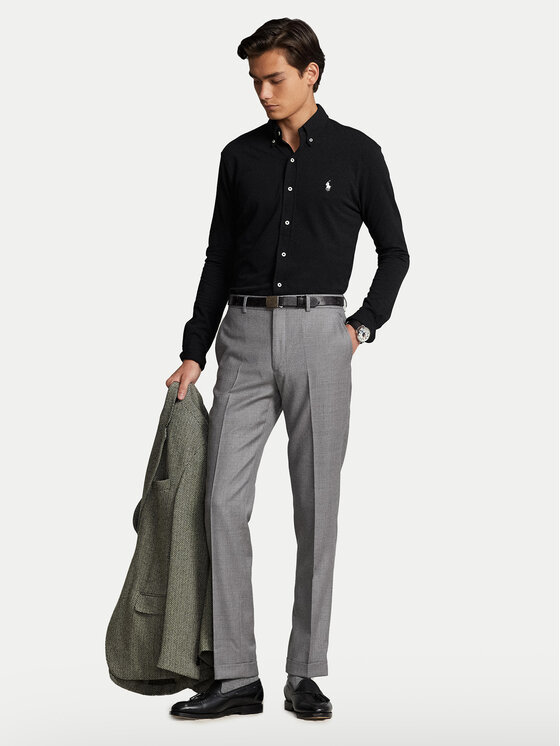 Polo Ralph Lauren Polo Ralph Lauren Πουκάμισο Pique 710654408 Μαύρο Regular Fit