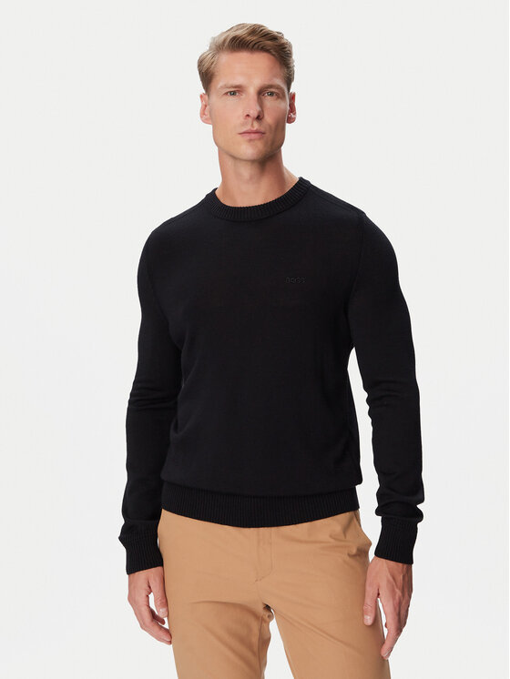 BOSS BOSS Megztinis 50578034 Juoda Regular Fit