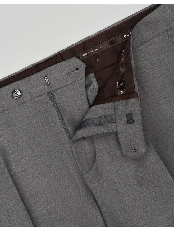 Borgio Borgio Spodnie garniturowe chiari_sz Szary Slim Fit
