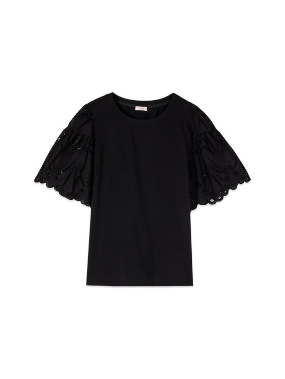 Oltre Oltre T-Shirt G086J004542N0Z3 Czarny Regular Fit