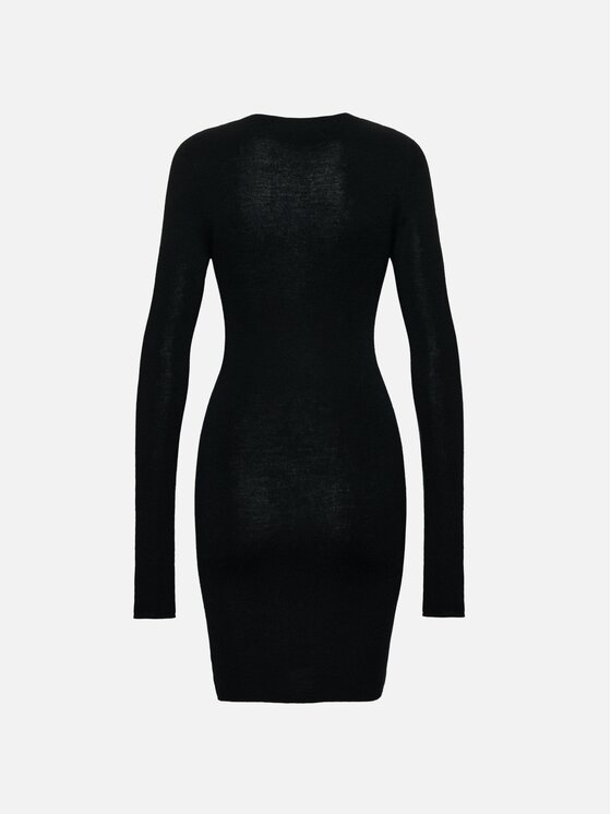La Mania La Mania Sukienka dzianinowa POLLY Czarny Basic Fit