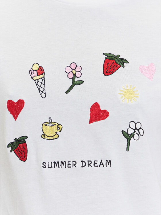 Pieces Pieces Тишърт Funly 17160308 Бял Regular Fit