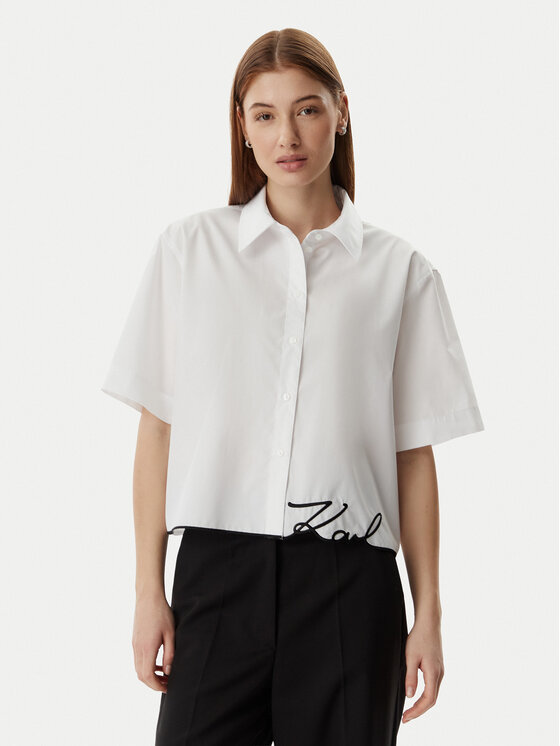 KARL LAGERFELD Cămașă B2W11017 Alb Loose Fit