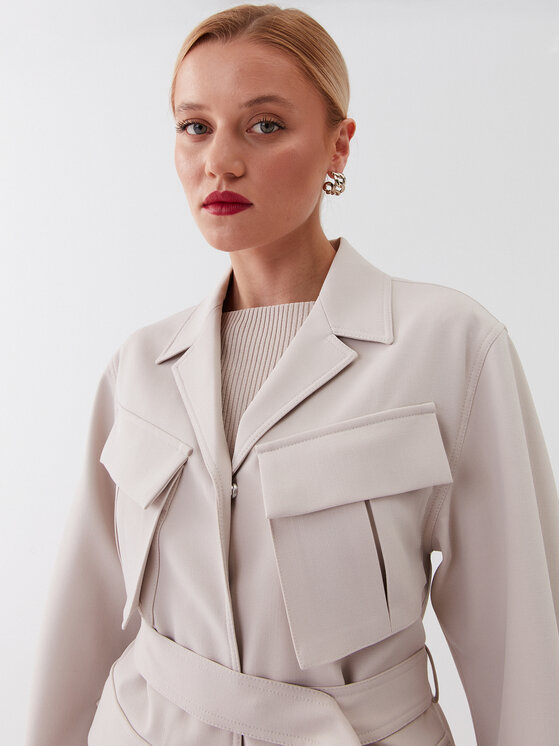 Calvin Klein Calvin Klein Płaszcz przejściowy K20K205882 Écru Regular Fit