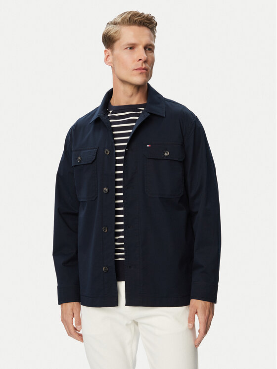 Tommy Hilfiger Tommy Hilfiger Kurtka koszulowa Blend MW0MW43471 Granatowy Regular Fit